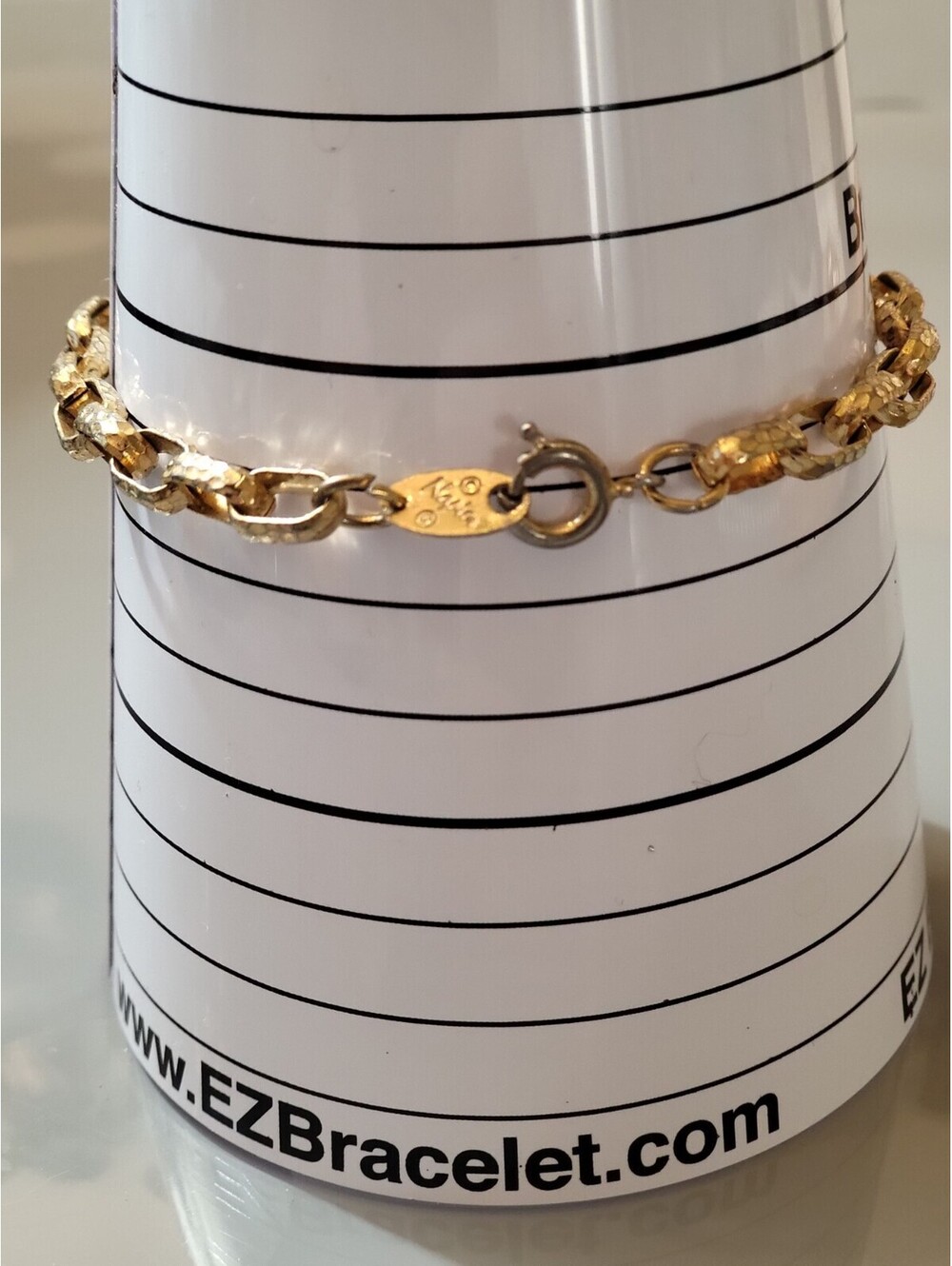Vintage Signed Napier Gold Tone Hammered Links Chain Bracelet L62 - Picture 4 of 5